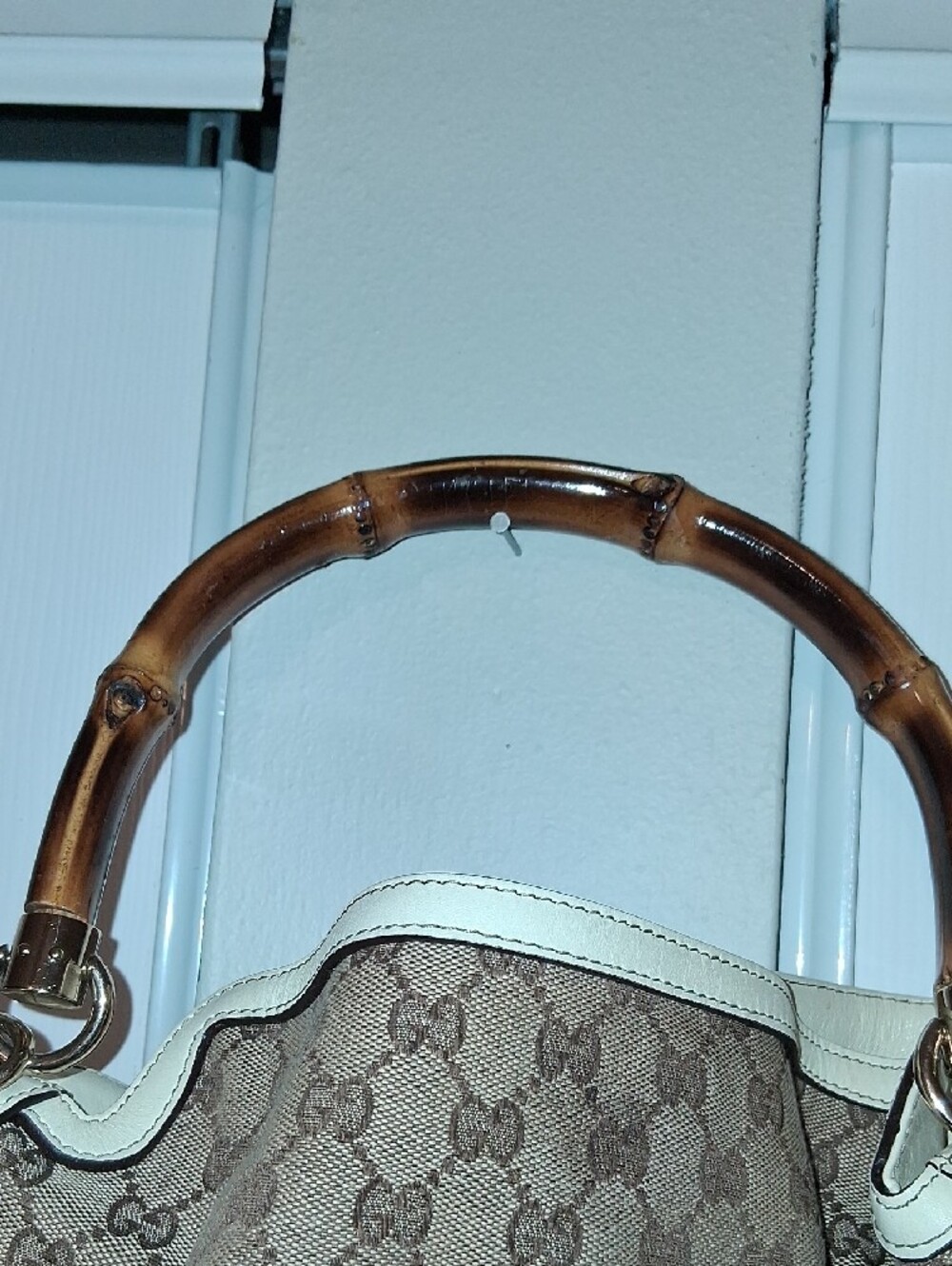 Gucci Brown GG Canvas Hobo with Bamboo Handle and Cream Trim - Picture 2 of 13